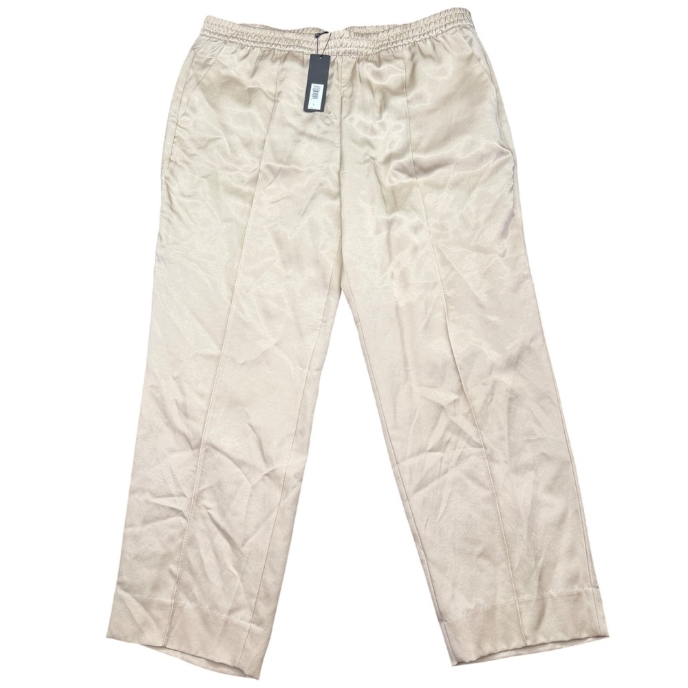 NEW Banana Republic Pants Womens L Baja Sand E-Waist Slim Pintuck Cupro Lyocell